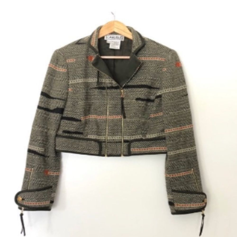 Vintage Carlisle Crop Moto Wool Jacket size 6